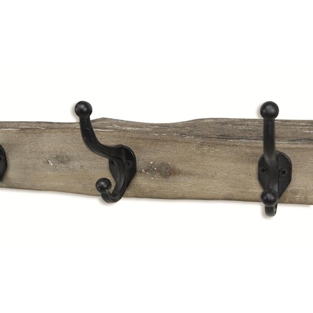 Cheungs Rustic Wood Plank with 3 Wall Hooks 5248
